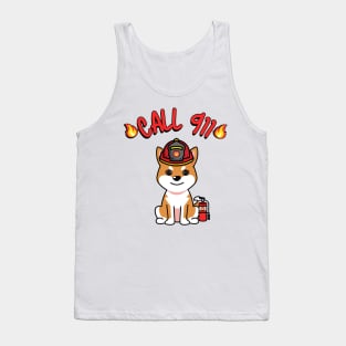 Cute orange dog is a firefighter Tank Top